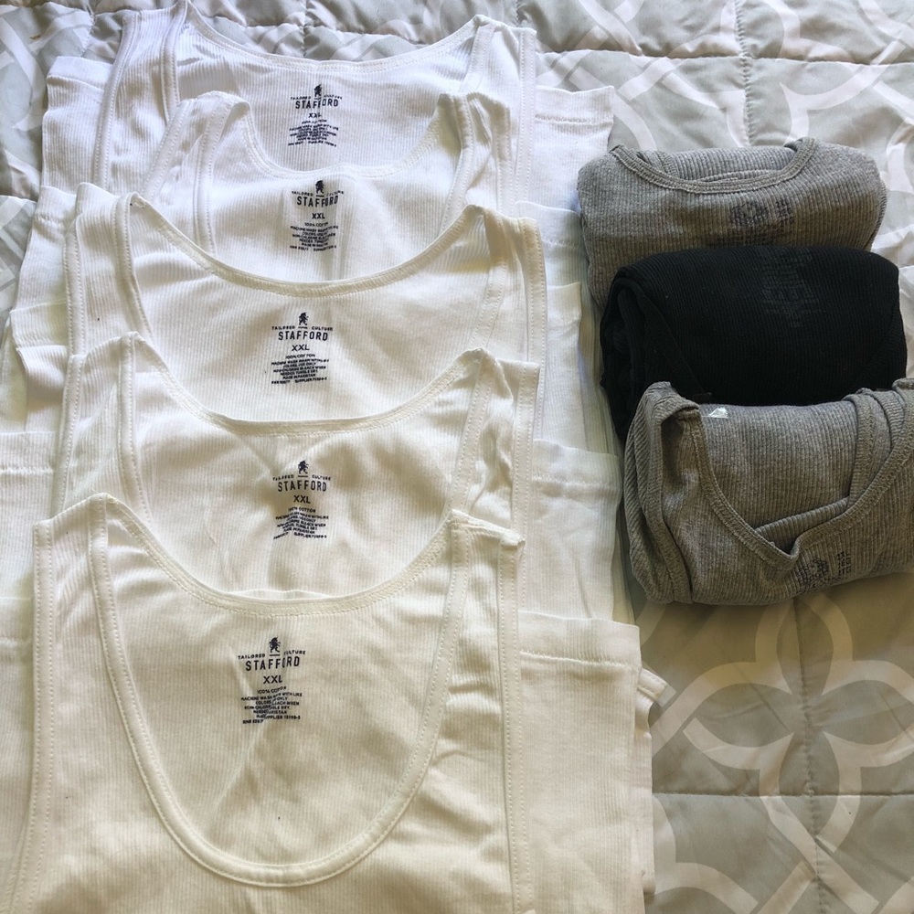 Lot of 6 Tanks- Stafford & Hanes 2 gray tanks sold